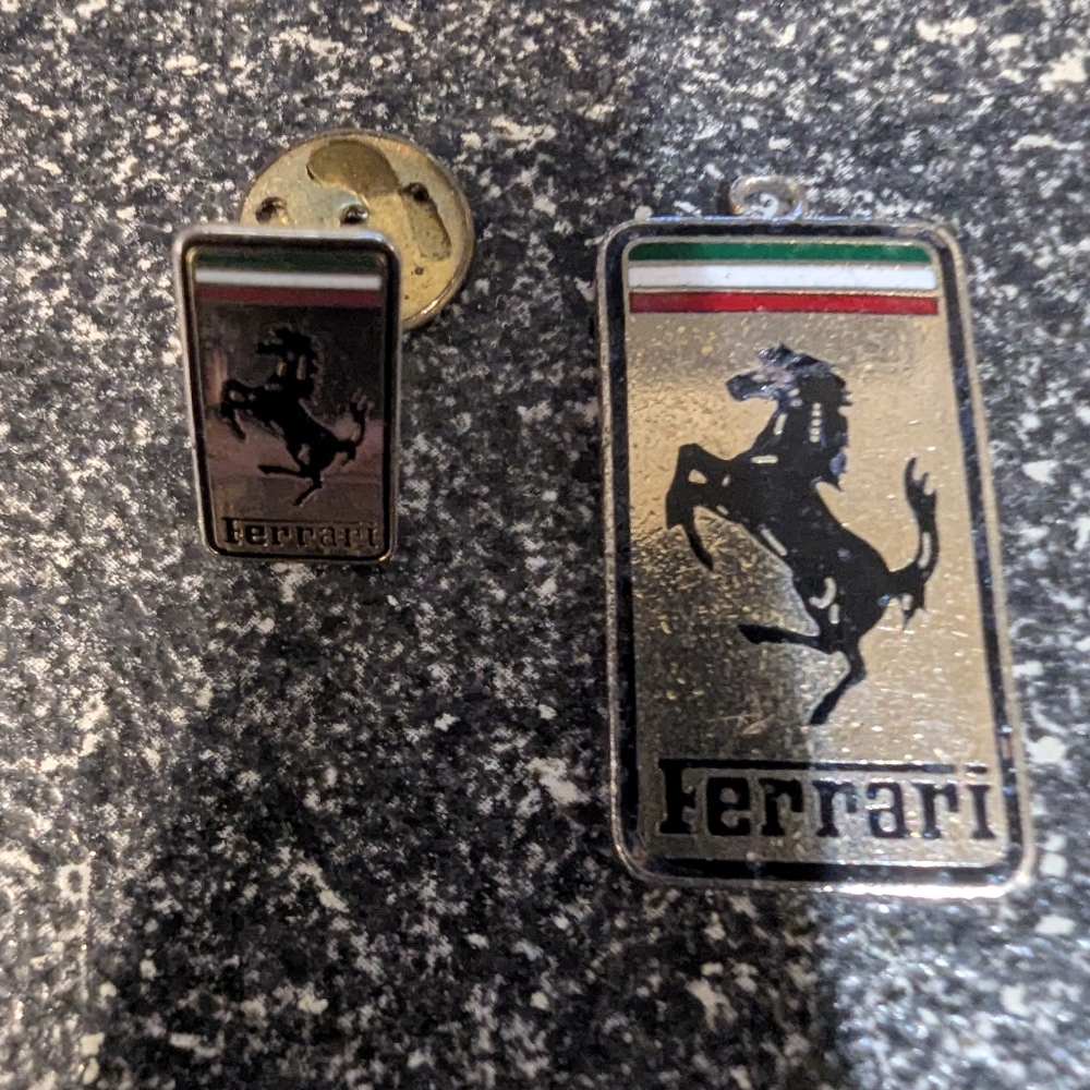 Formula 1 Ferrari Black Pin and Necklace without a chain.